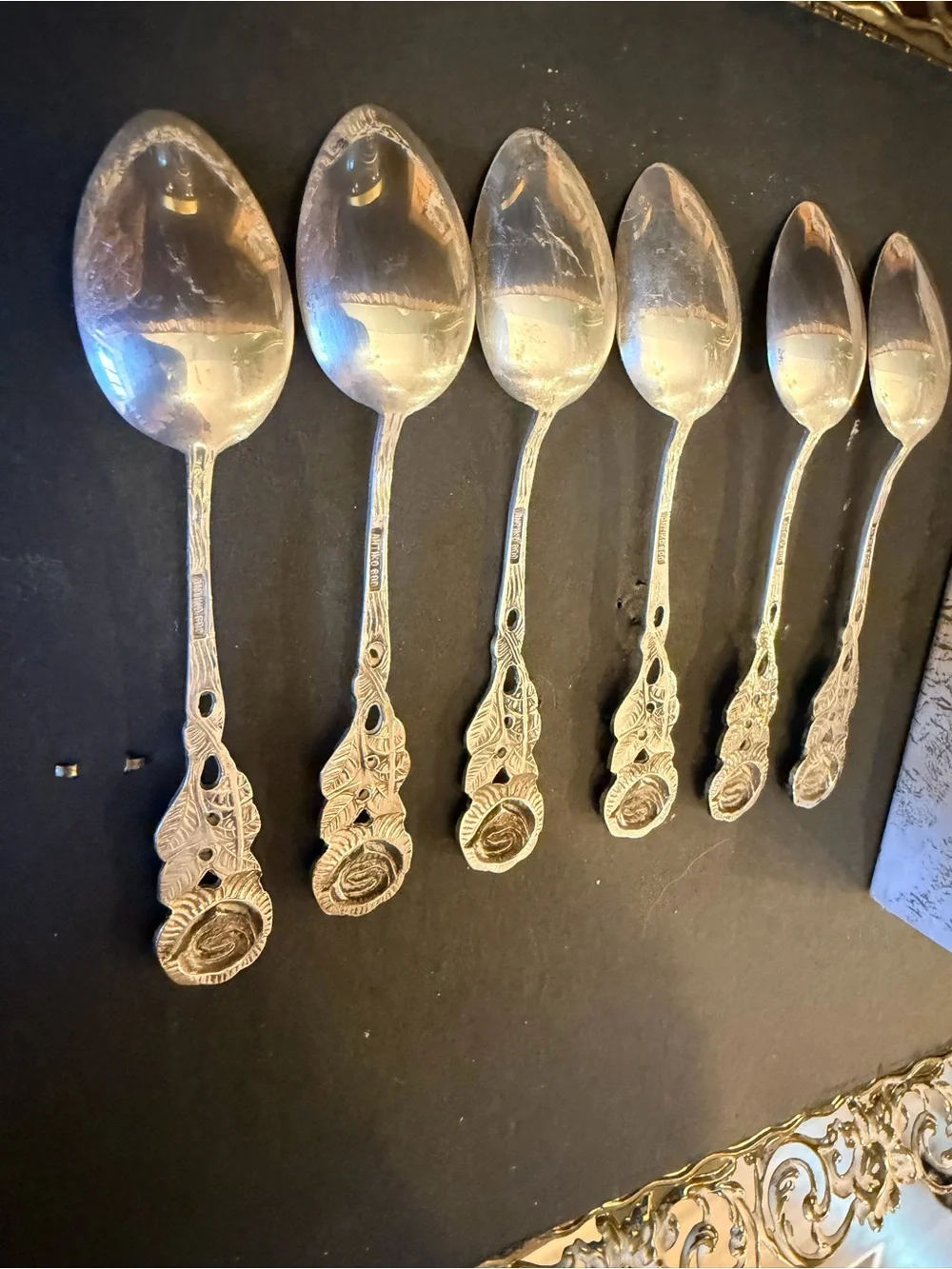 Vintage Antiko 800 Silver Hildesheim Rose Demitasse Spoons Set of 6 Boxed-no lid